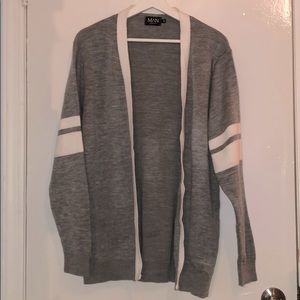 Boohoo Grey Cardigan with Stripes on Arms.